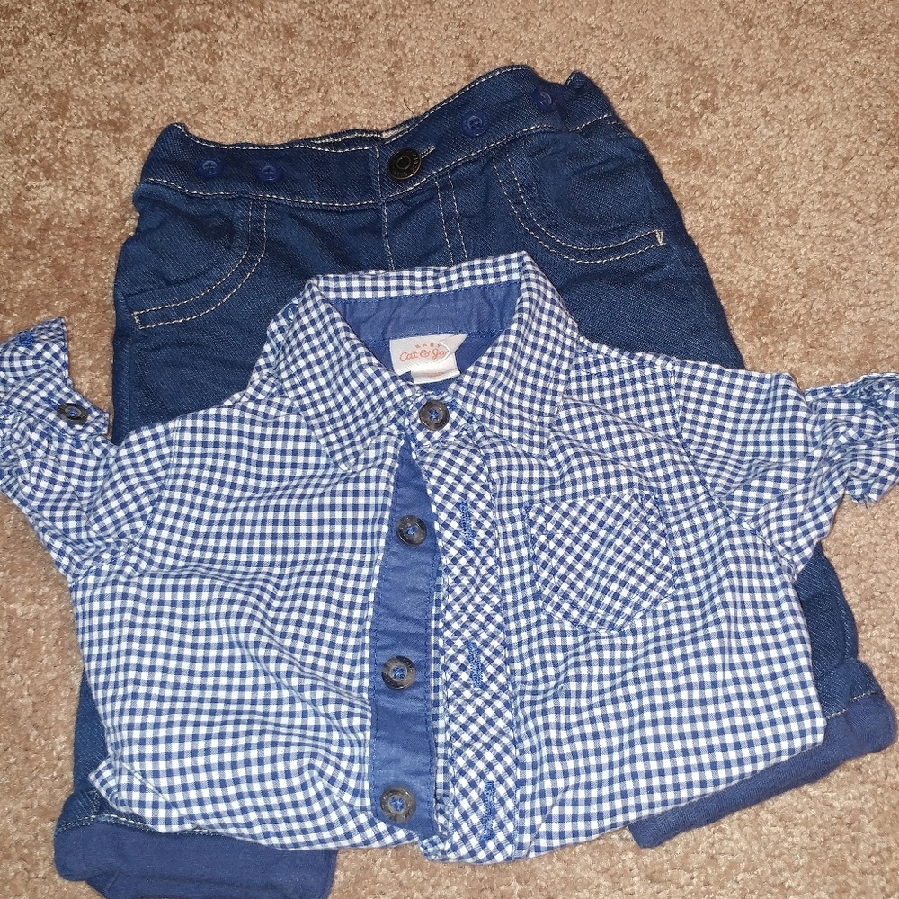 2 piece outfit with long sleeve shirt
